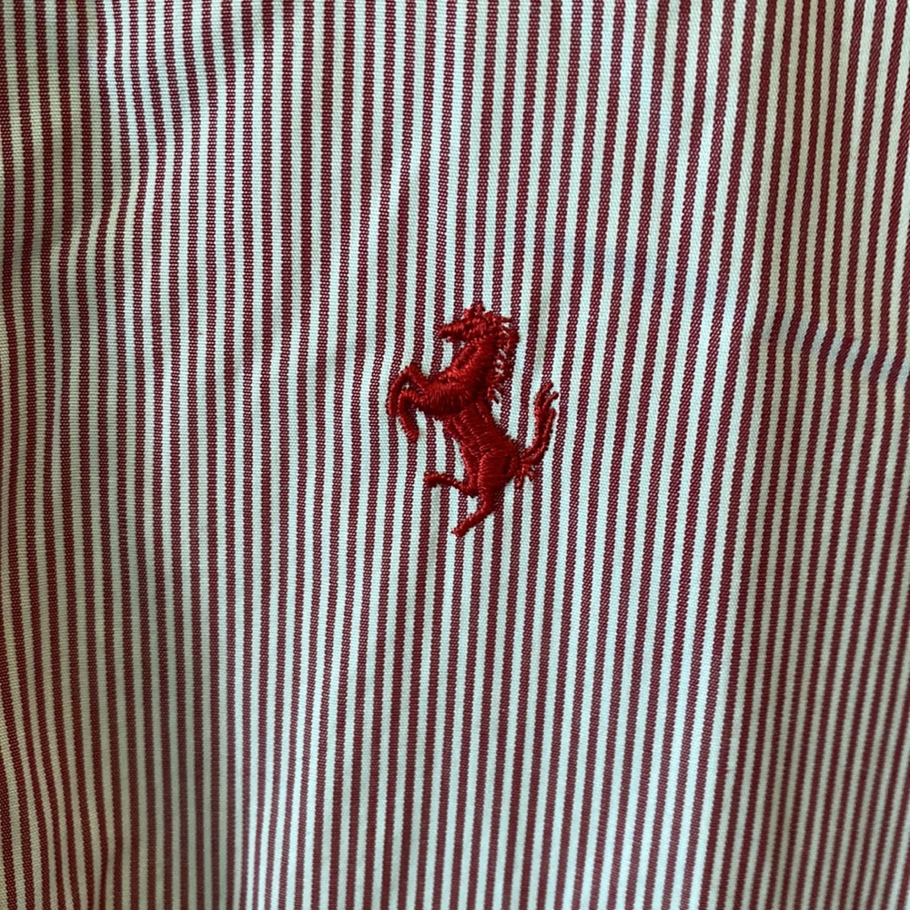 MENS Ferrari euro tailored Red pinstriped shirt with French cuffs. Size L - Picture 2 of 12